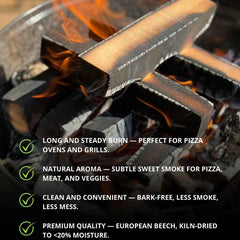 Globaltic Premium Kiln-Dried Beech Pizza Oven Logs - 10kg Box