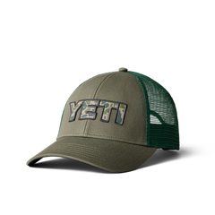Yeti Camo Logo Badge Trucker Hat - Olive