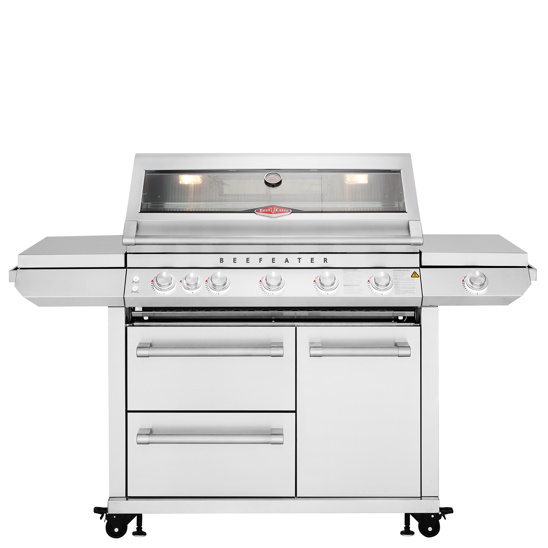 BeefEater 7000 Series Premium - 5 Burner BBQ & Side Burner Trolley