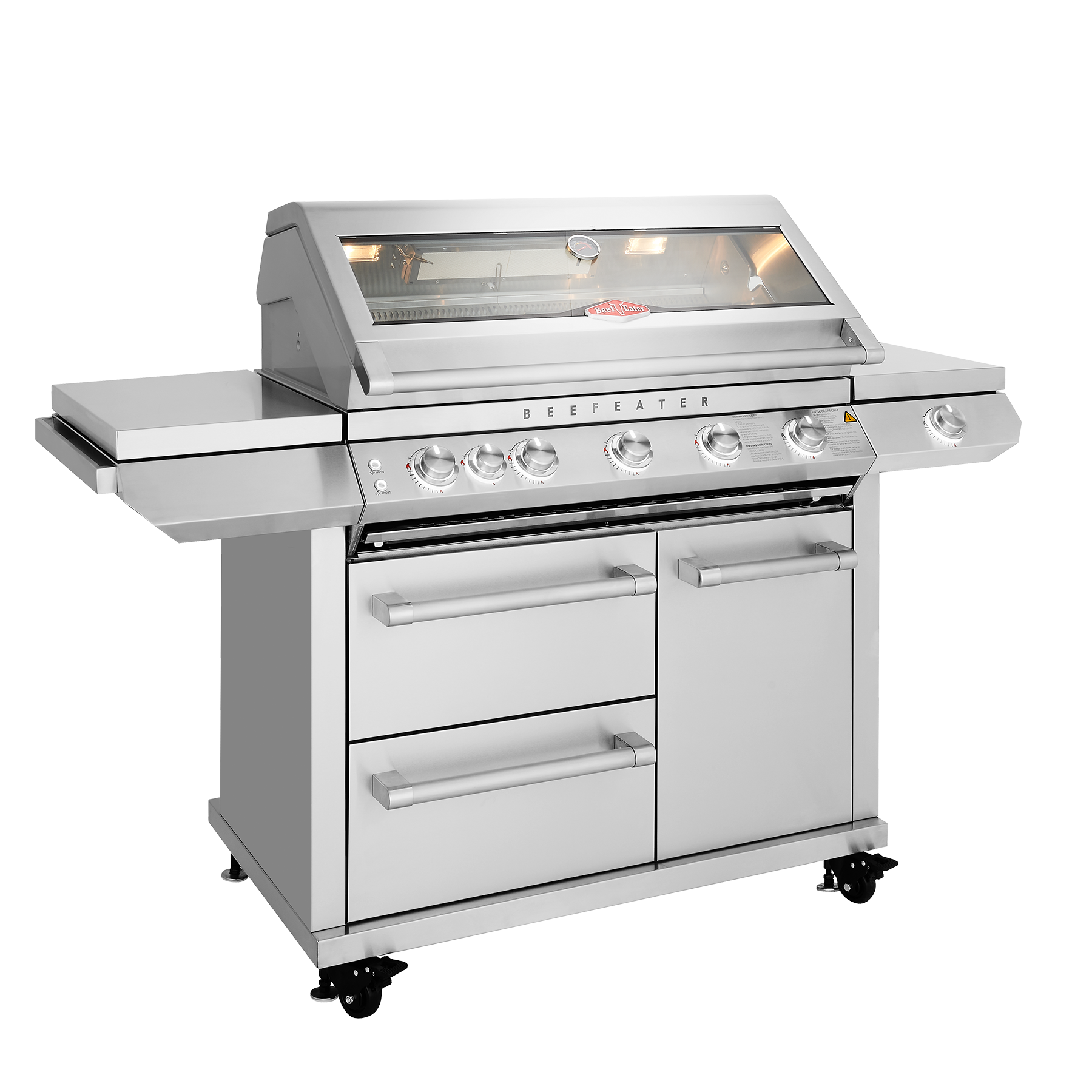 BeefEater 7000 Series Premium - 5 Burner BBQ & Side Burner Trolley
