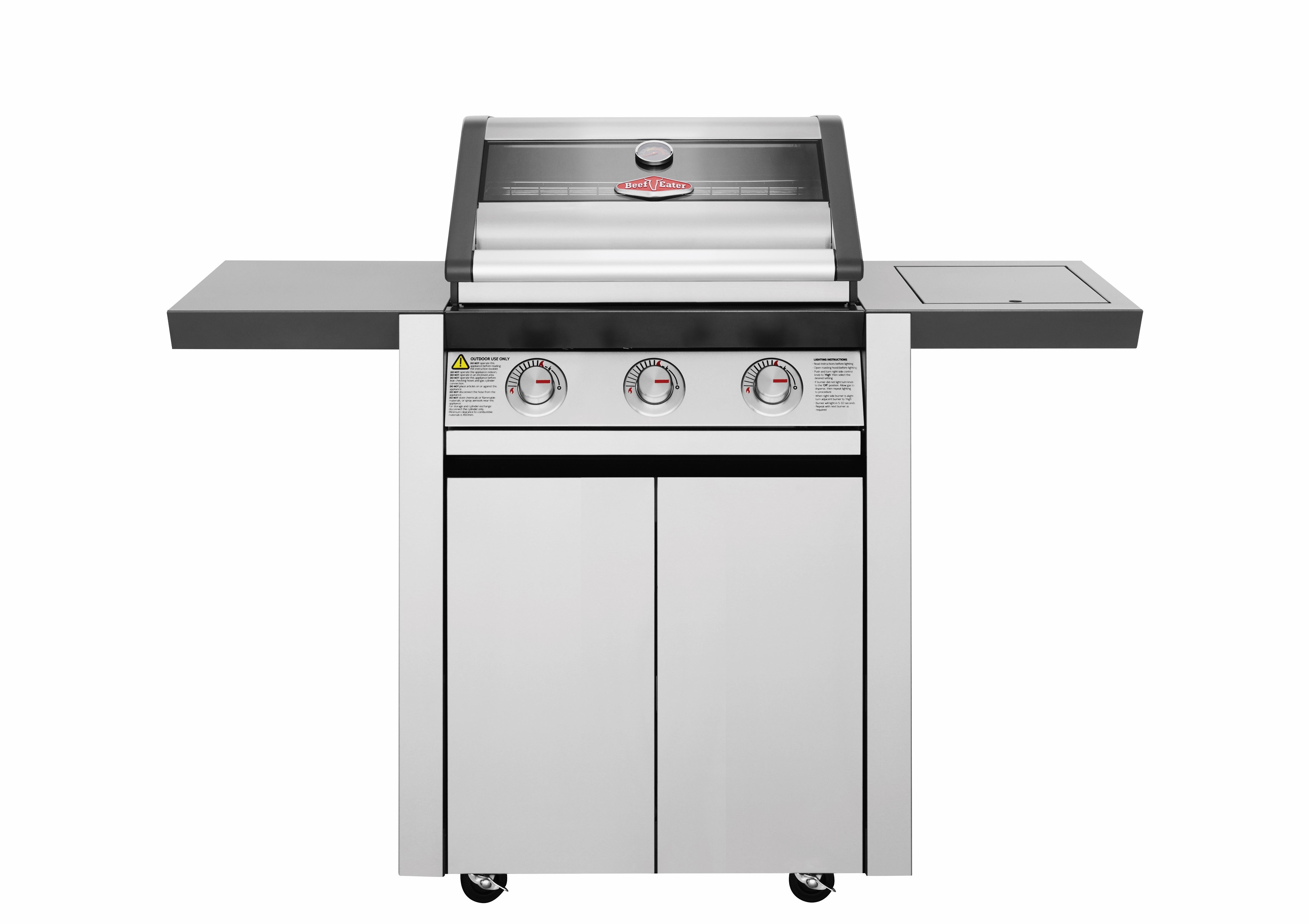 BeefEater 1600s Series - 3 Burner BBQ & Side Burner Trolley