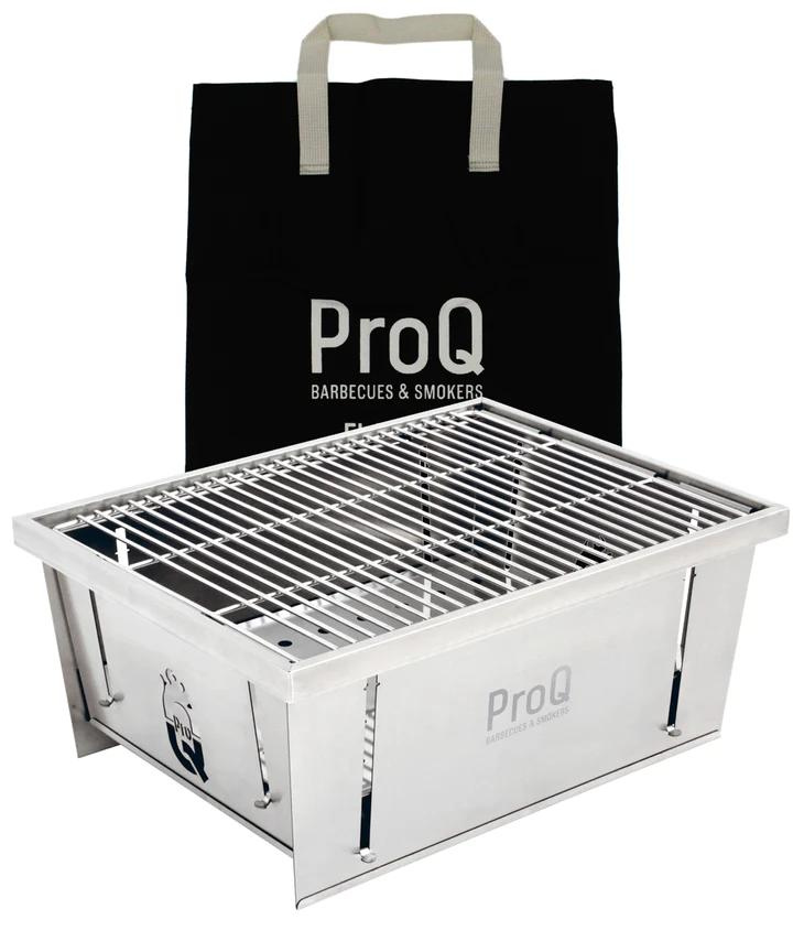 ProQ Flatdog Fold-Flat Portable Charcoal BBQ - With Free Cover