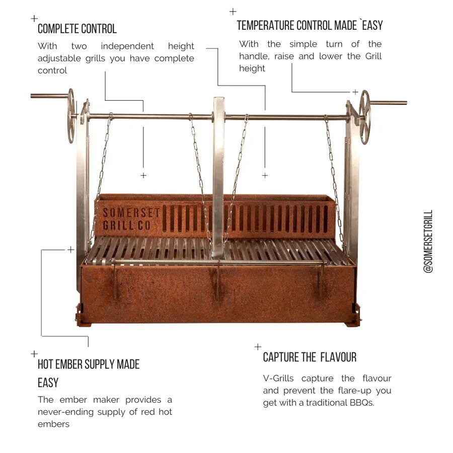 Somerset Grill Co - GRANDE COR-TEN GRILL (Not including Woodstore)