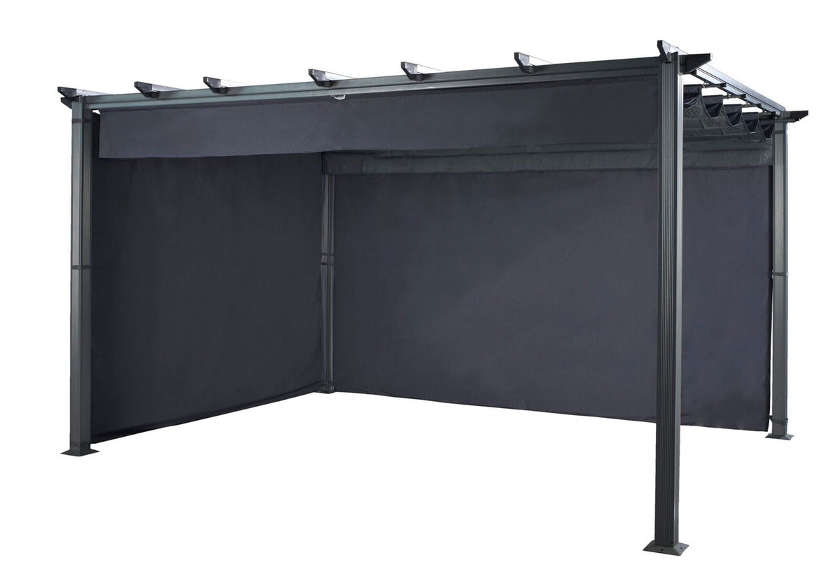 Hartmans 3m x 3m Square Rome Pergola Curtain Pack (1side, 1back) - Grey