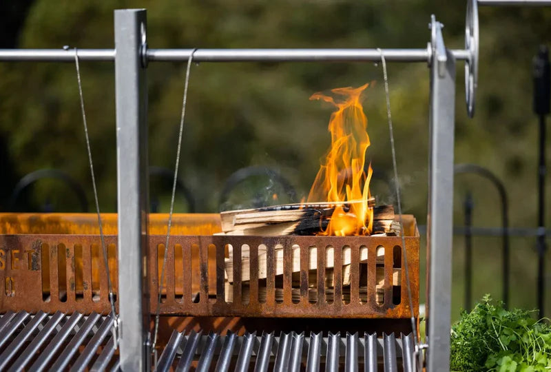 Somerset Grill Co - GRANDE COR-TEN GRILL WITH WOODSTORE