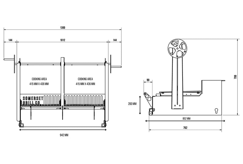 Somerset Grill Co - GRANDE COR-TEN GRILL WITH WOODSTORE