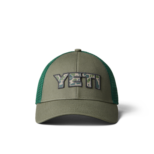 Yeti Camo Logo Badge Trucker Hat - Olive